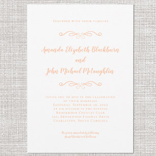 Invitation Classic Elegant Peach & White Formel Mariage Chic