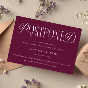 Invitation Classic Elegant Postponé Mariage Mise à jour Cranb