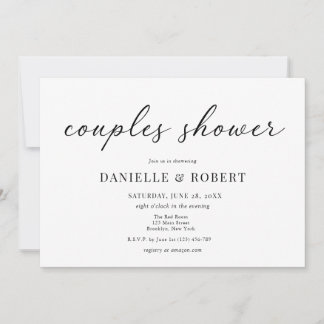 Invitation Classic Elegant Script Couples Bridal Shower