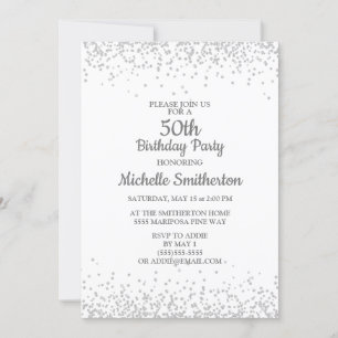 Invitation Classic Elegant White Silver Parties scintillant 5