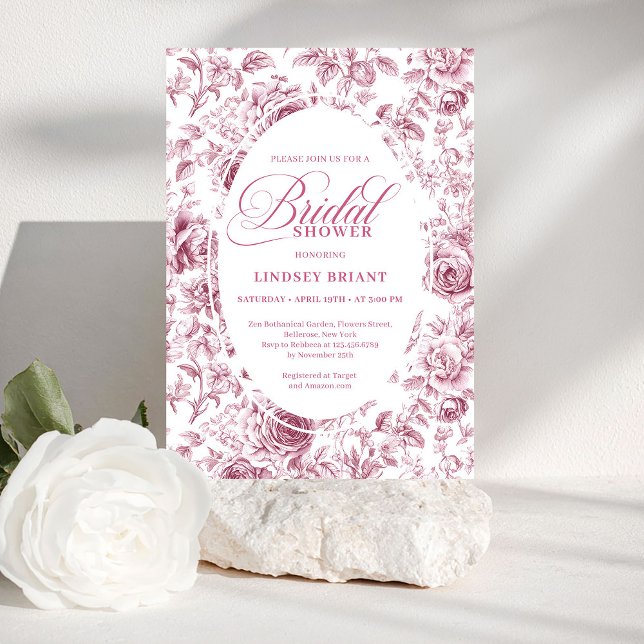 Invitation Classic Floral Rose Pattern Bridal Shower Invite (Classic Floral Rose Pattern Bridal Shower Invitation)