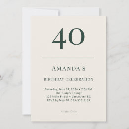 Invitation Classic Forest & Linen 40th Birthday Celebration
