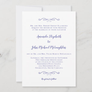 Invitation Classic Formal Elegant Bleu Chic Mariage