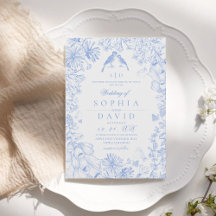  Classic French Blue White Floral Wedding 