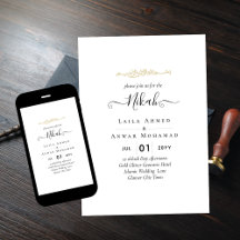 Classic Gold White NIKAH Mariage d'impression ou n