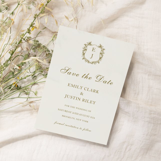 Invitation Classic Golden Monogramme Enregistrer le Mariage d (Créateur téléchargé)