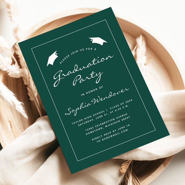 Invitation Classic Green Border Graduation Party 2025 (Créateur téléchargé)