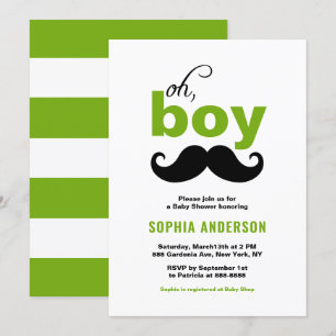Invitation Classic Green C'est un Baby shower de moustache ga