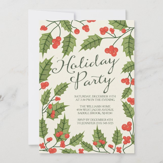 Invitation Classic Holly Fête (Devant)