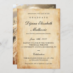 Invitation Classic I Ancien Papier Graduation