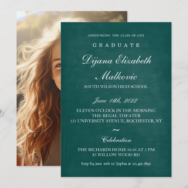 Invitation Classic I Green Graduation (Devant / Derrière)