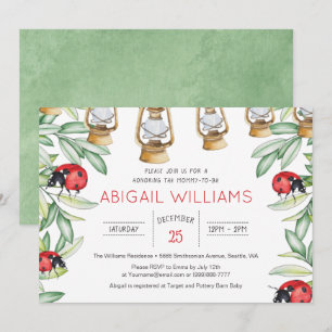 Invitation Classic Lady Bug Green Baby shower de jardin