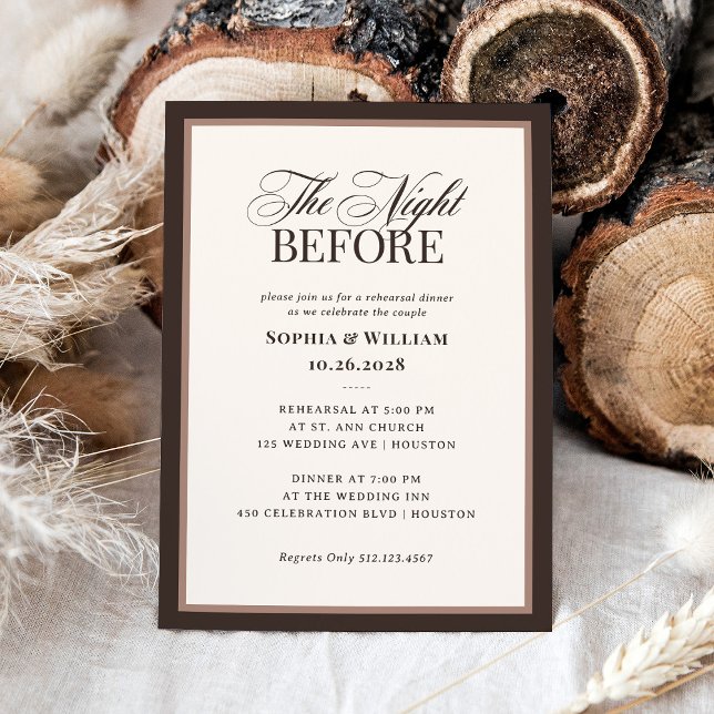 Invitation Classic Luxe | Brown Neutral Rehearsal Dinner (Créateur téléchargé)