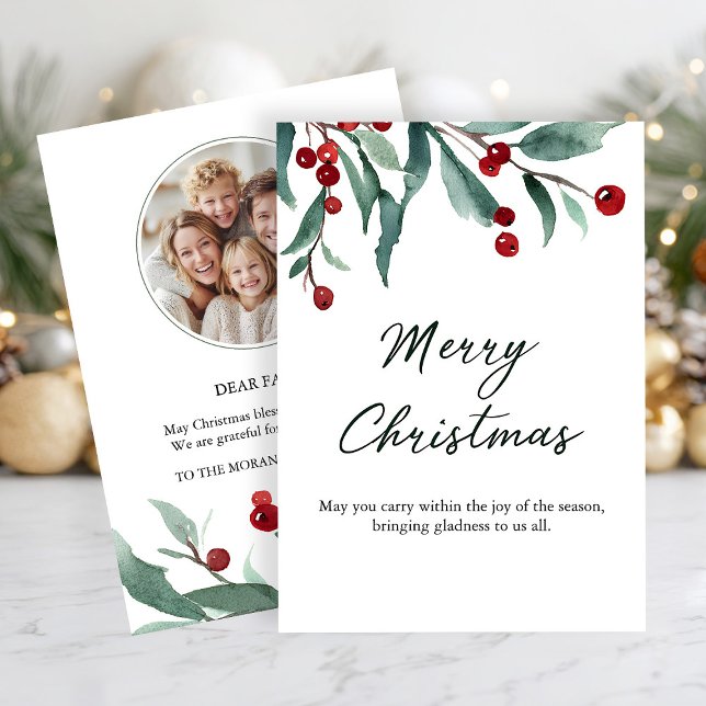 Invitation Classic Merry Christmas Card with Warm Winter Wish (Créateur téléchargé)