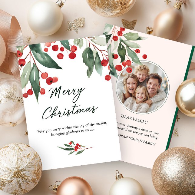 Invitation Classic Merry Christmas Card with Warm Winter Wish (Créateur téléchargé)