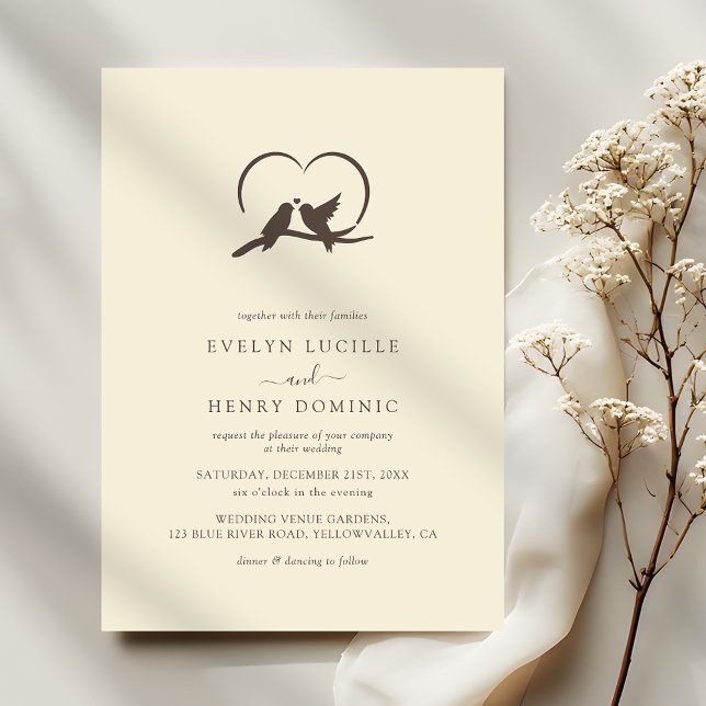 Invitation Classic Minimal Lovely birds Romantic Wedding (Créateur téléchargé)