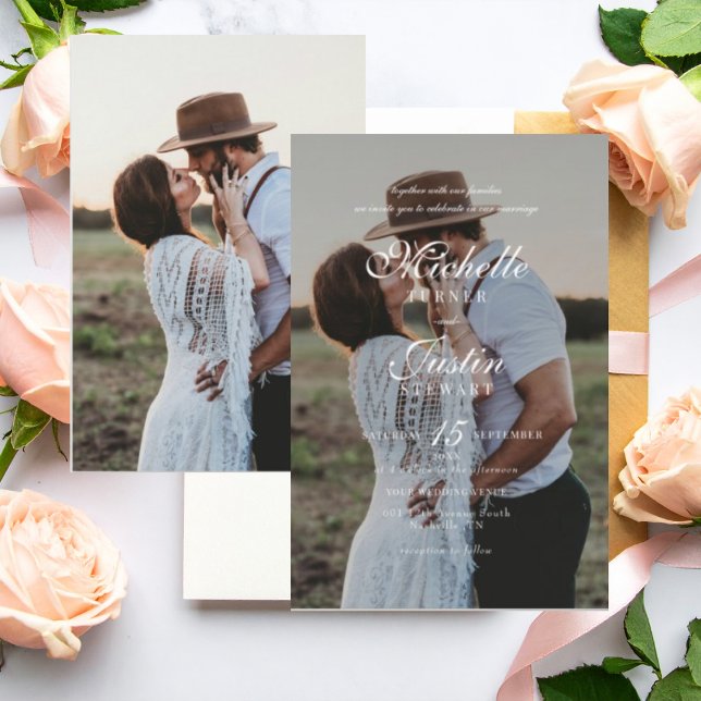 Invitation Classic Minimalist Elegant Photo Wedding  (Créateur téléchargé)
