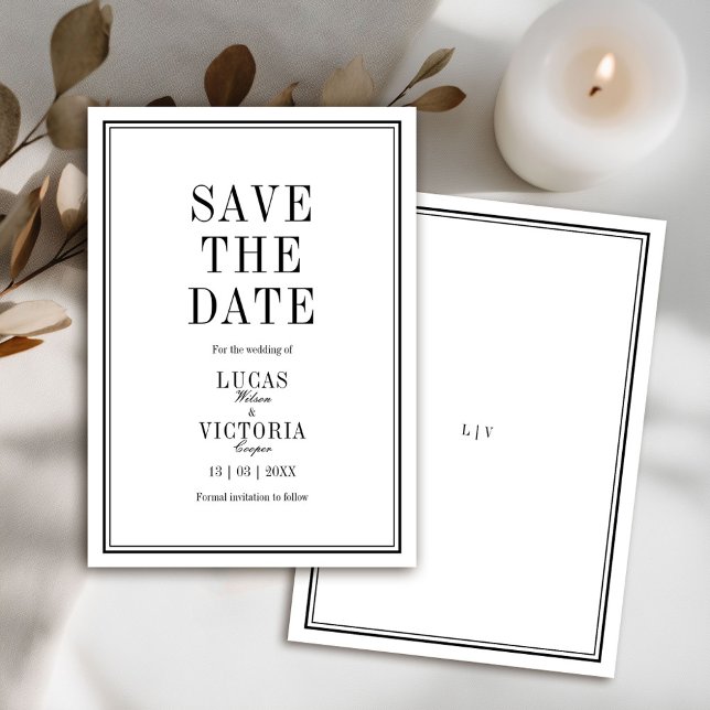 Invitation Classic Minimalist Wedding Save the Date  (Créateur téléchargé)
