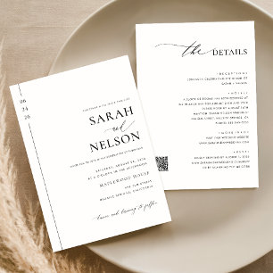Invitation Classic Moderne Élégant Tout en un QR Code Mariage