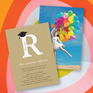 Invitation Classic Monogramme Alphabet R Photo Graduation Par