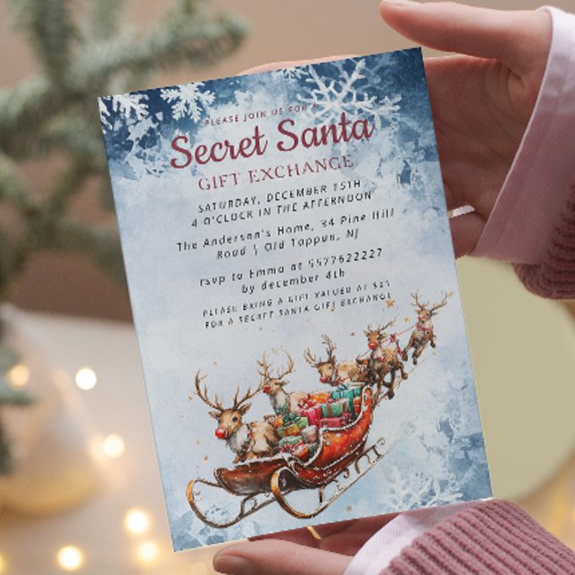 Invitation Classic Père Noël Sleigh Secret Père Noël Winter P (Créateur téléchargé)