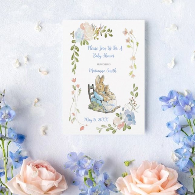 Invitation Classic Peter le Baby shower lapin Twins (Créateur téléchargé)