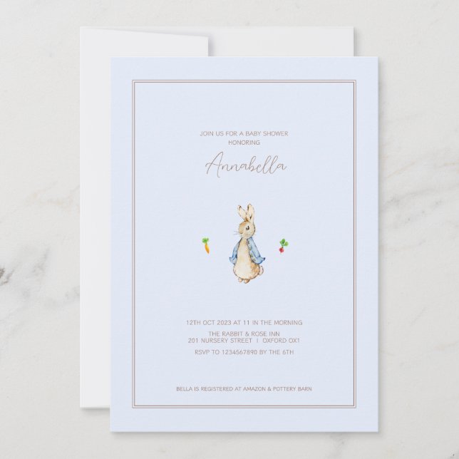 Invitation Classic Peter le lapin Beatrix Bunny Baby shower (Devant)