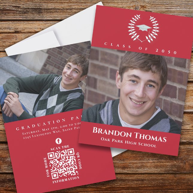 Invitation Classic Photo Cardinal Red Laureate (Créateur téléchargé)