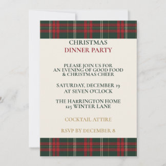 Invitation Classic Plaid Elegant Christmas Dinner Party Invit