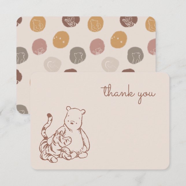 Invitation Classic Pooh & Tigger Merci d'anniversaire (Devant / Derrière)