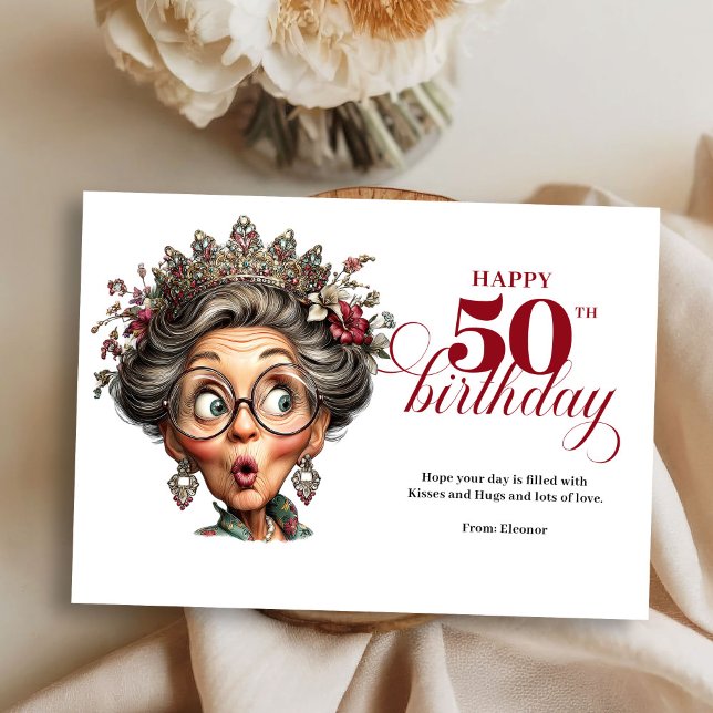 Invitation Classic Quirky Woman 50th Birthday Whimsical Card (Classic Quirky Woman 50th Birthday Whimsical Greeting Card

)