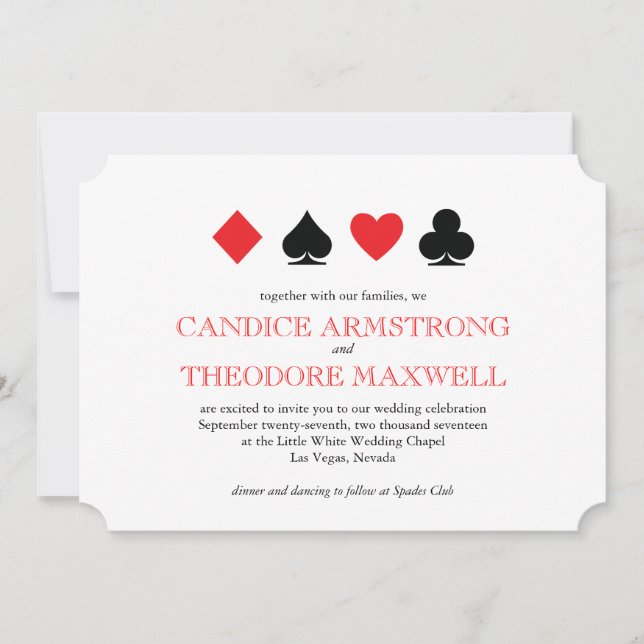 Invitation Classic Red Black Card convient Las Vegas Mariage (Devant)