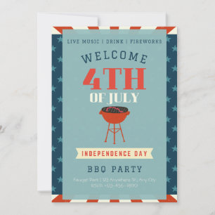 Invitation Classic Retro 4 Juillet Fête de l'Indépendance Fêt