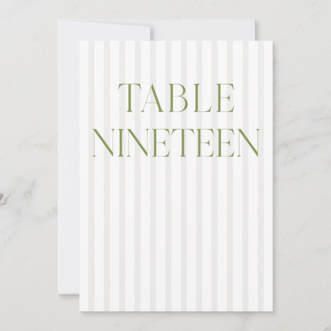 Invitation Classic Sage Green & Beige Mariage 19 Numéro de ta (Devant)