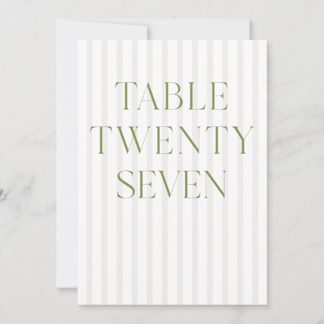 Invitation Classic Sage Green & Beige Mariage 27 Numéro de ta (Devant)
