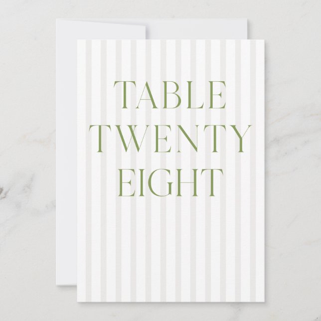 Invitation Classic Sage Green & Beige Mariage 28 Numéro de ta (Devant)
