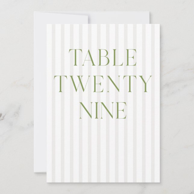 Invitation Classic Sage Green & Beige Mariage 29 Numéro de ta (Devant)