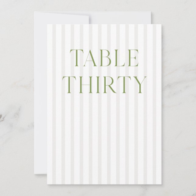 Invitation Classic Sage Green & Beige Mariage 30 Numéro de ta (Devant)