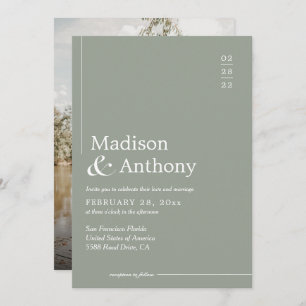 Invitation Classic Sage Green Budget Script Mariage photo