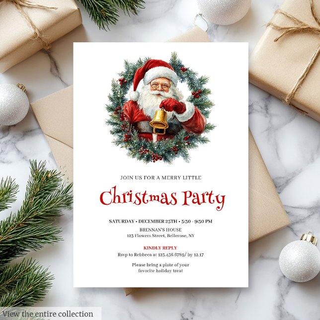 Invitation Classic Santa Rustic Red Green Christmas Invite (Classic Santa Rustic Red Green Christmas Invite)