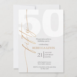Invitation Classic Simple 50th Modern Adult Birthday