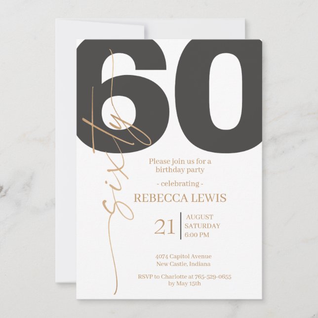 Invitation Classic Simple Sixty Modern Adult Birthday (Devant)