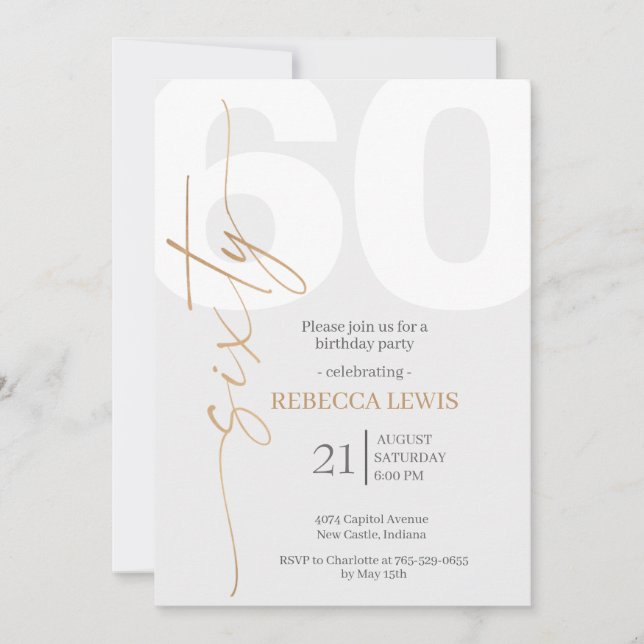 Invitation Classic Simple Sixty Modern Adult Birthday (Devant)