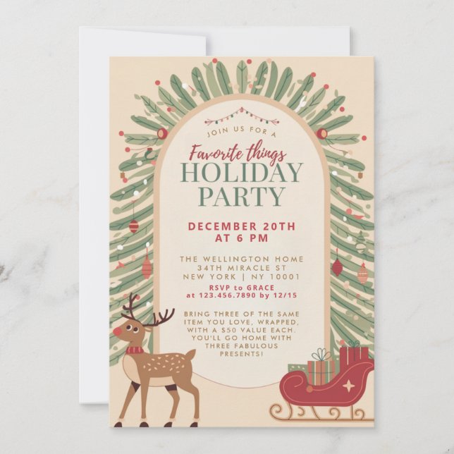 Invitation Classic Sled Reindeer Favorite Thèmes Party (Devant)