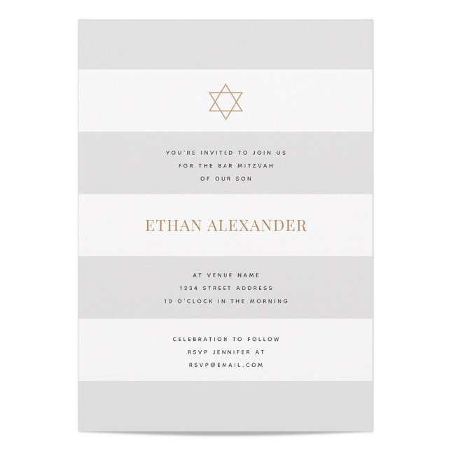 Invitation Classic Stripes Bar Mitzvah (Créateur téléchargé)