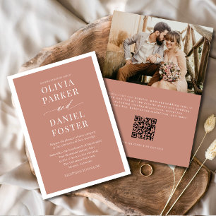Invitation Classic Terracotta Boho QR Code Mariage photo