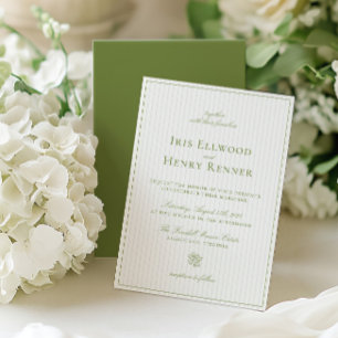 Invitation Classic Vintage Sage Vert & Mariage Bleu