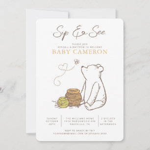 Invitation Classic Winnie le Pooh Baby Sip et voir