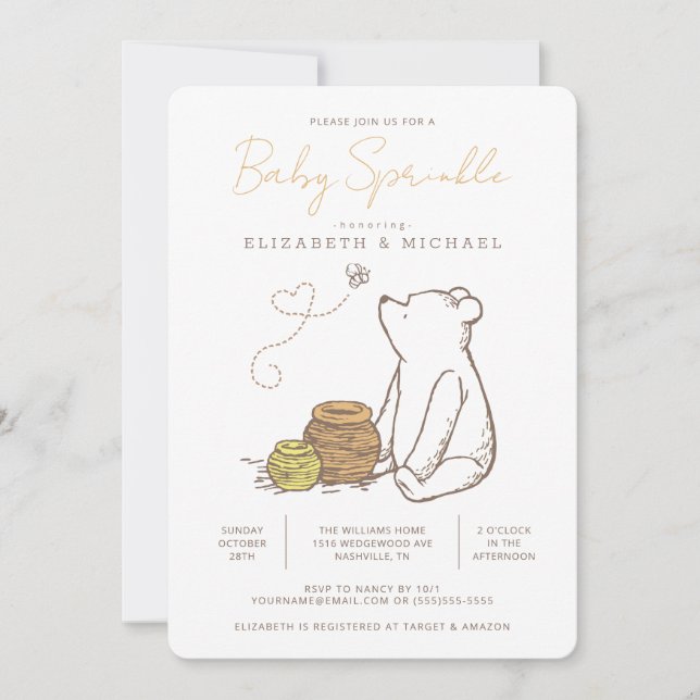 Invitation Classic Winnie the Pooh Baby Sprinkle (Devant)