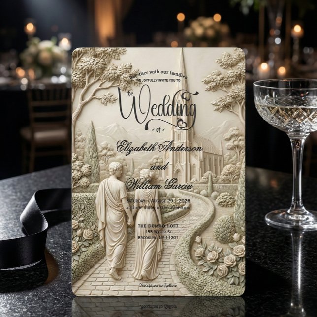 Invitation Classical Dark Academia Grecian Art Wedding (Créateur téléchargé)